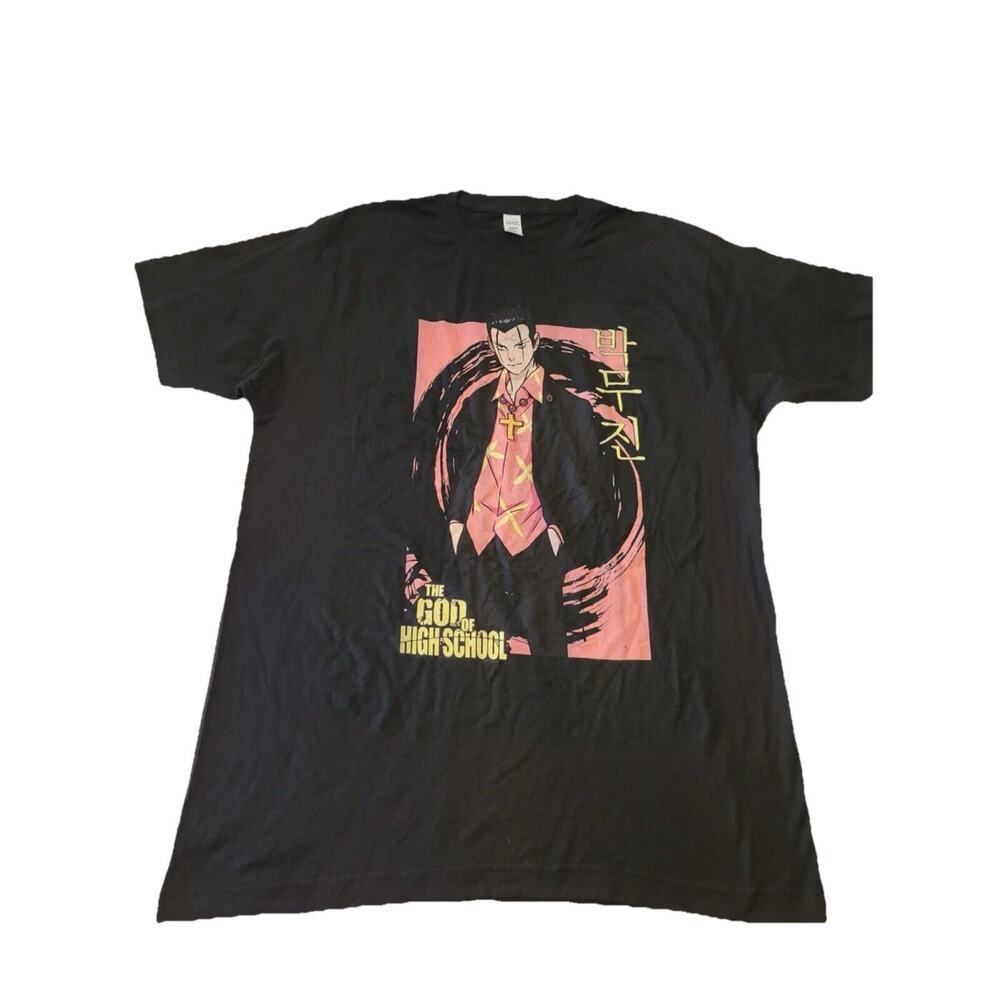 The God of High School Anime T-Shirt Park Mujin Graphic Tee Large Black M&O 4502